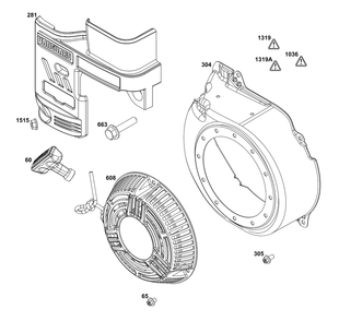Blower Housing Group Diagram and Parts List for 12V367-0150-F1  Briggs and Stratton Engine